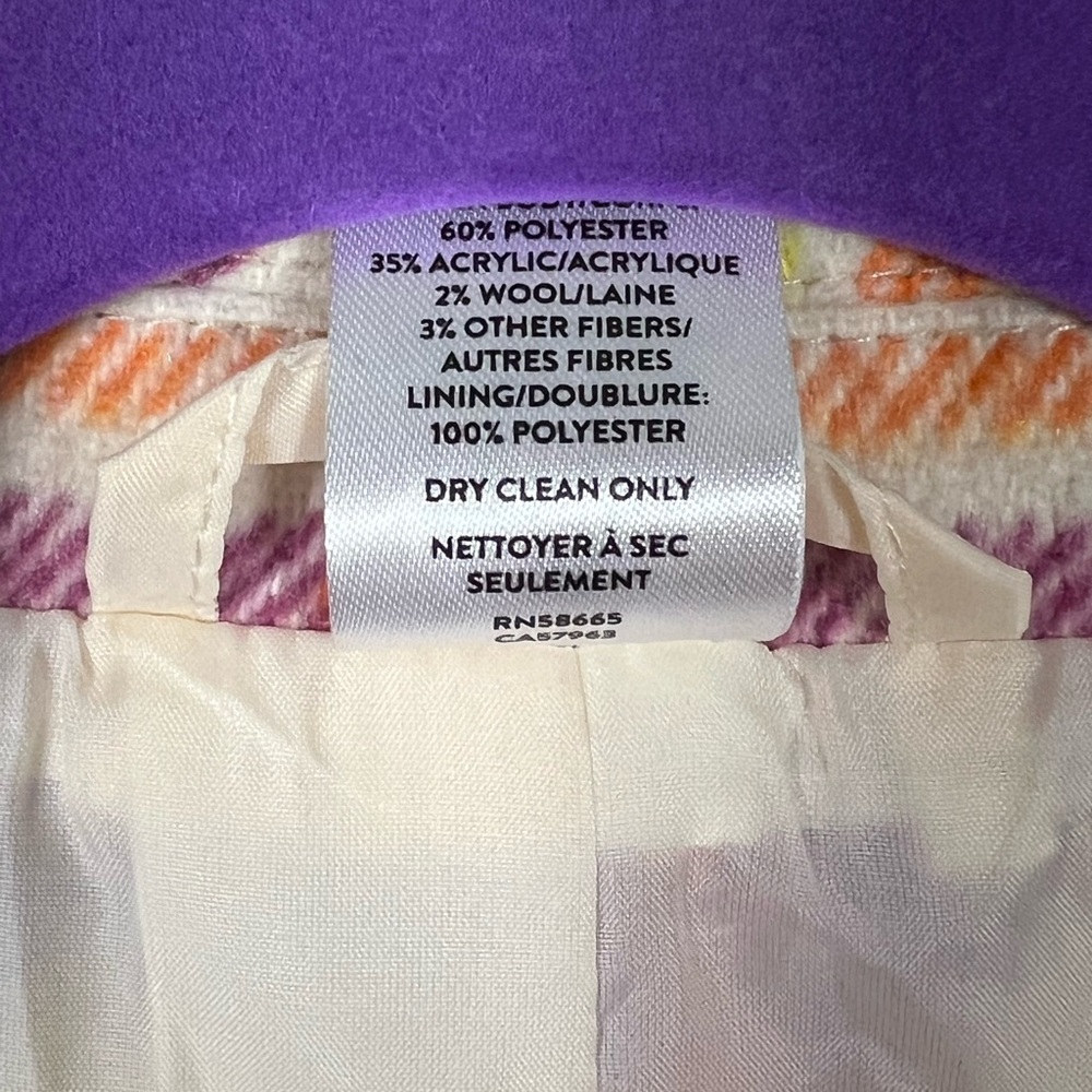 Nordstrom Plaid Jacket Orange Purple Preppy Spring Blazer - Picture 5 of 10